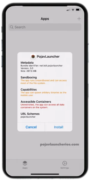 install the PojavLauncher IPA